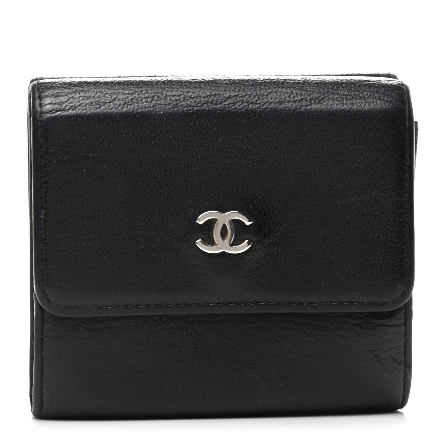 Chanel Goatskin Compact Double Sided Wallet Black 1 of 12
