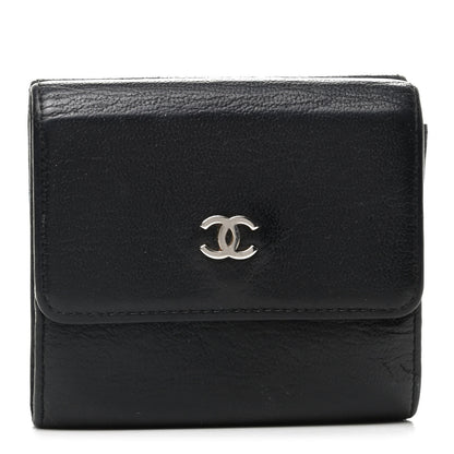 Chanel Goatskin Compact Double Sided Wallet Black 1 of 12
