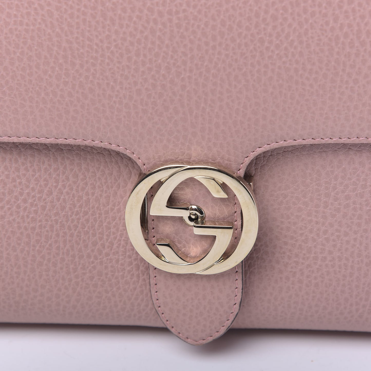 Dollar Calfskin Interlocking G Top Handle Shoulder Bag Soft Pink