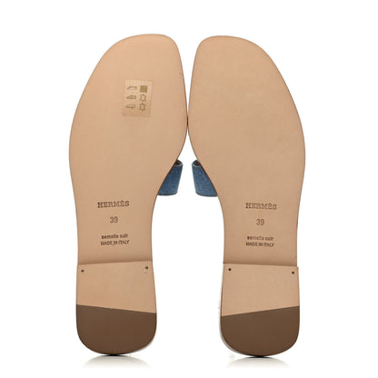 Hermes Denim Canvas Oran Sandals 39 Bleu Clair 4 of 4
