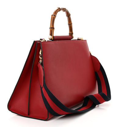 Gucci Nappa Bamboo Web Medium Nymphaea Top Handle Bag Hibiscus Red 3 of 16