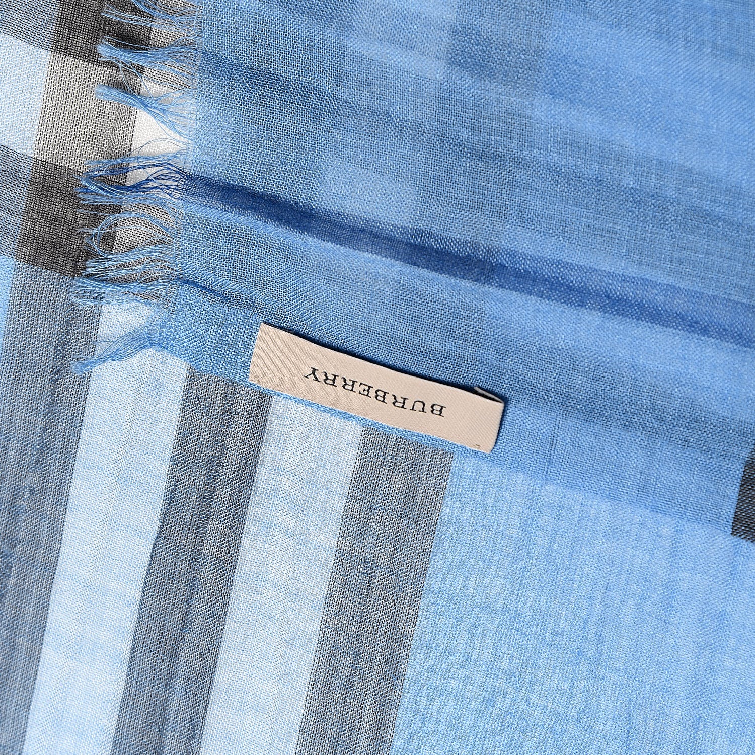 Burberry Linen Giant Check Lightweight Scarf Blue 4 of 4