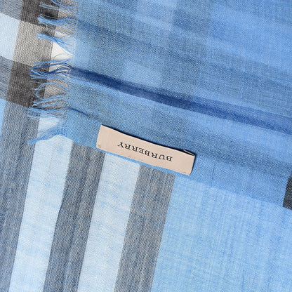 Burberry Linen Giant Check Lightweight Scarf Blue 4 of 4