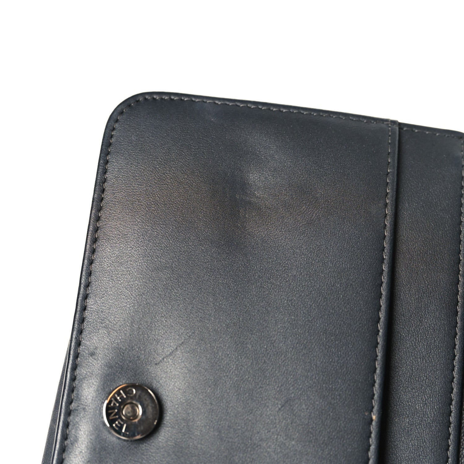 Chanel Lambskin Camellia Studded Wallet on Chain WOC Grey 15 of 16