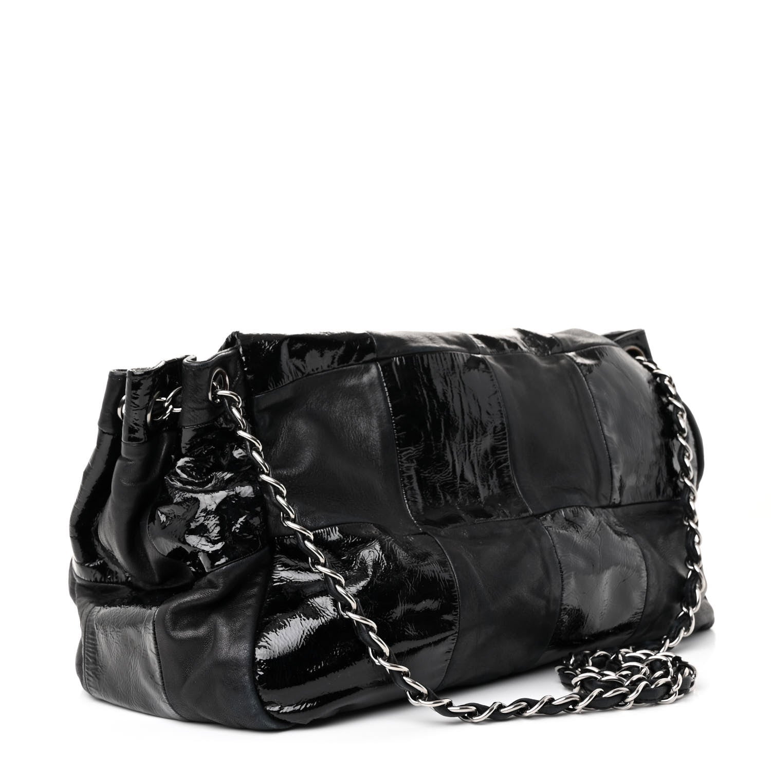 Chanel Lambskin Patent Calfskin Brooklyn Patchwork Accordion Flap Black 3 of 12