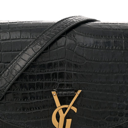 Saint Laurent Crocodile Embossed Calfskin Small Kaia Satchel Black 8 of 10