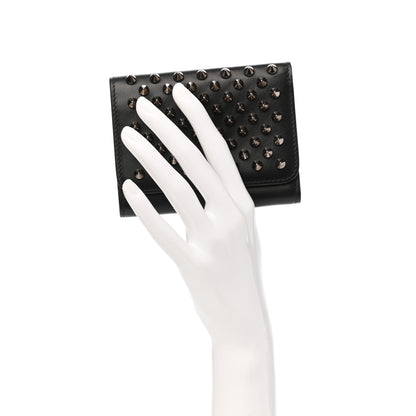 Christian Louboutin Calfskin Spiked Macaron Mini Spiked Wallet Black 2 of 6