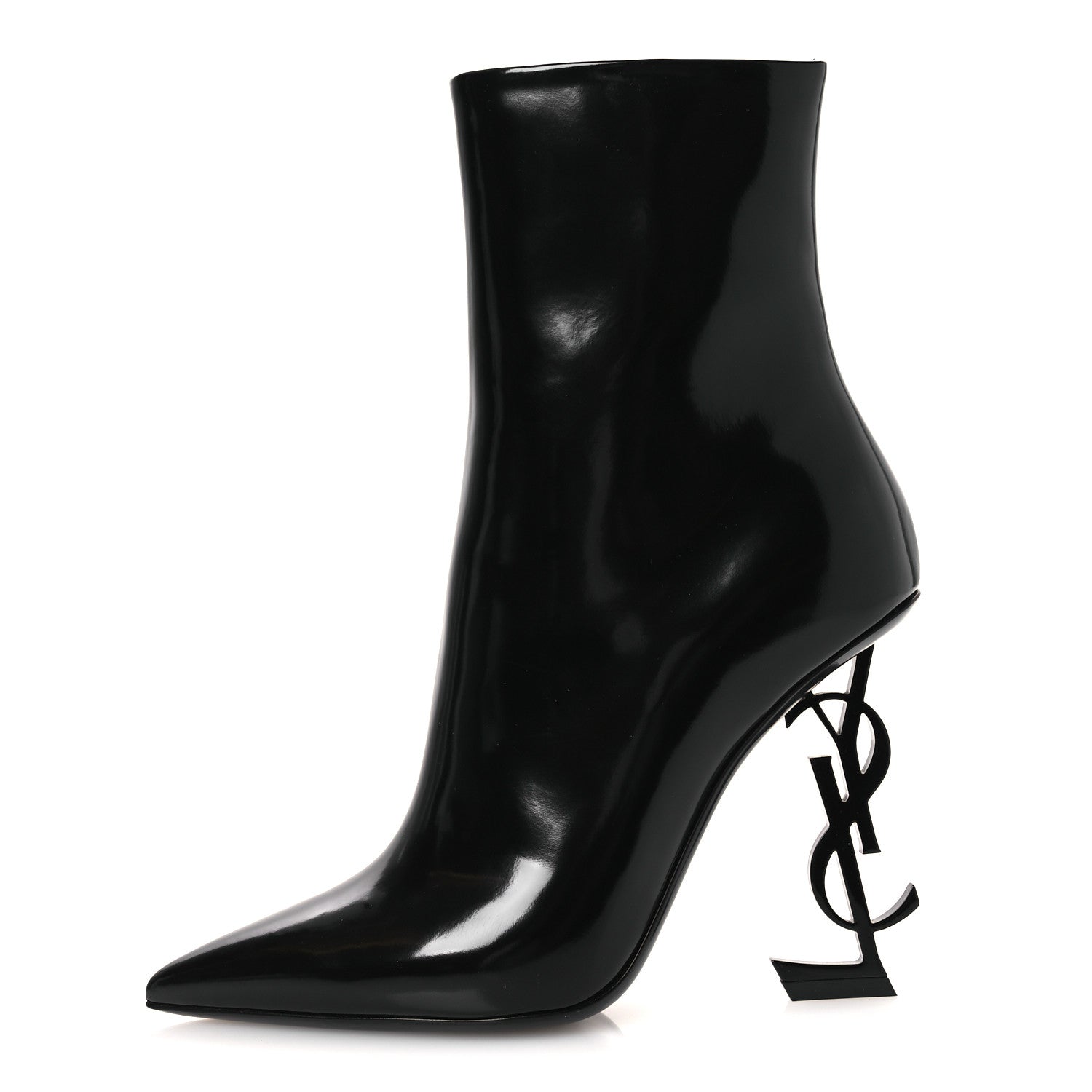 Saint Laurent Glazed Calfskin Opyum Ankle Boots 37 Black 2 of 22