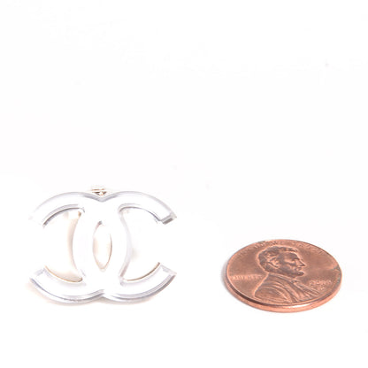 Chanel Resin CC Clip On Earrings Silver 2 of 4
