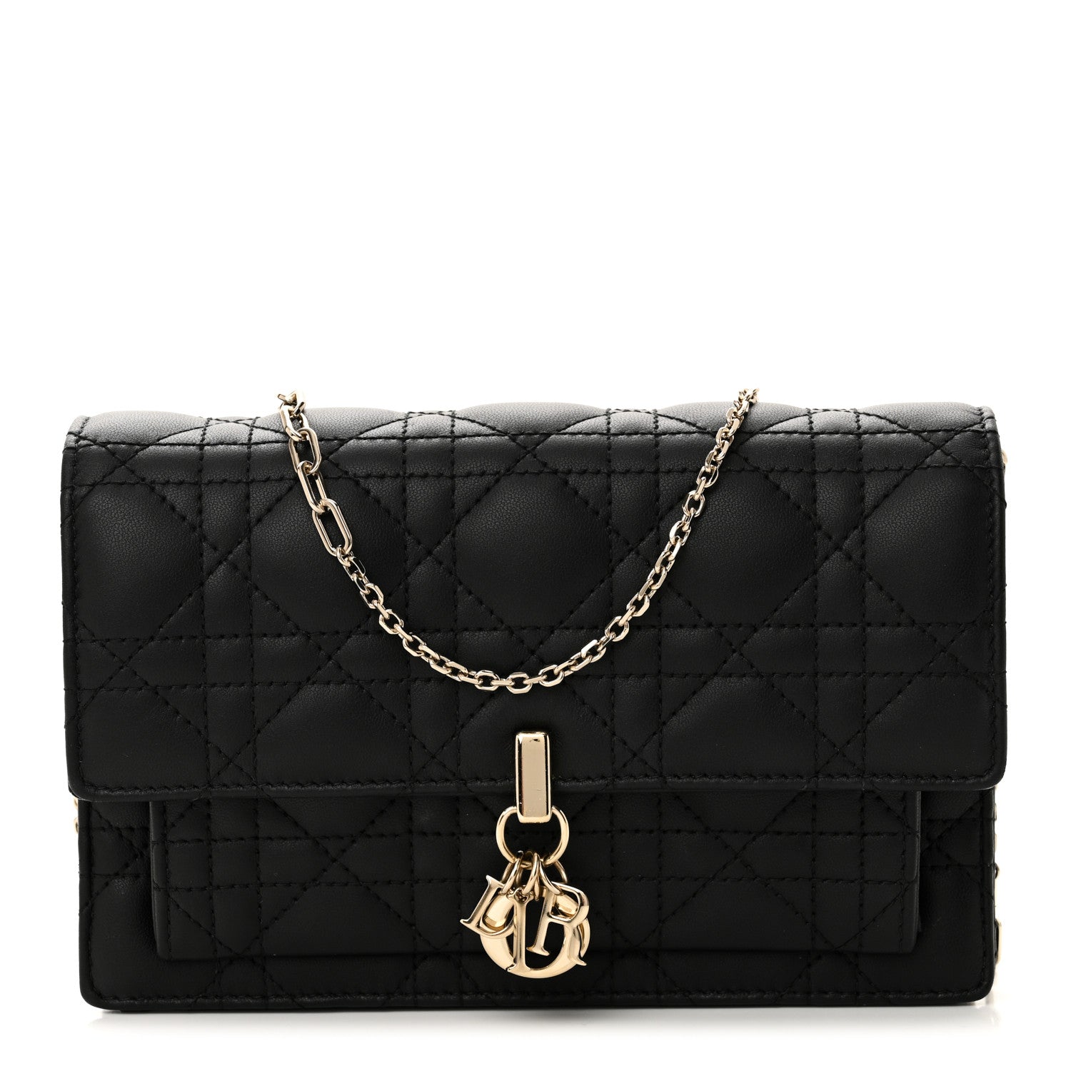 Christian Dior Lambskin Cannage Chain My Dior Daily Chain Pouch Black 1 of 10