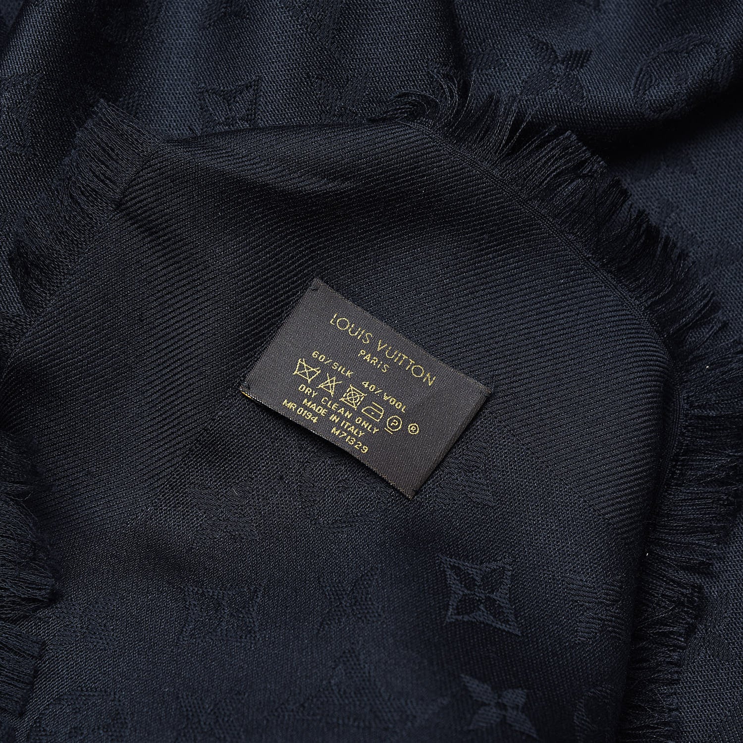 Louis Vuitton Silk Wool Monogram Shawl Black 3 of 5