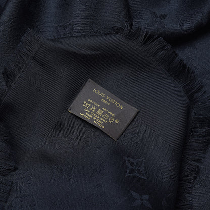 Louis Vuitton Silk Wool Monogram Shawl Black 3 of 5