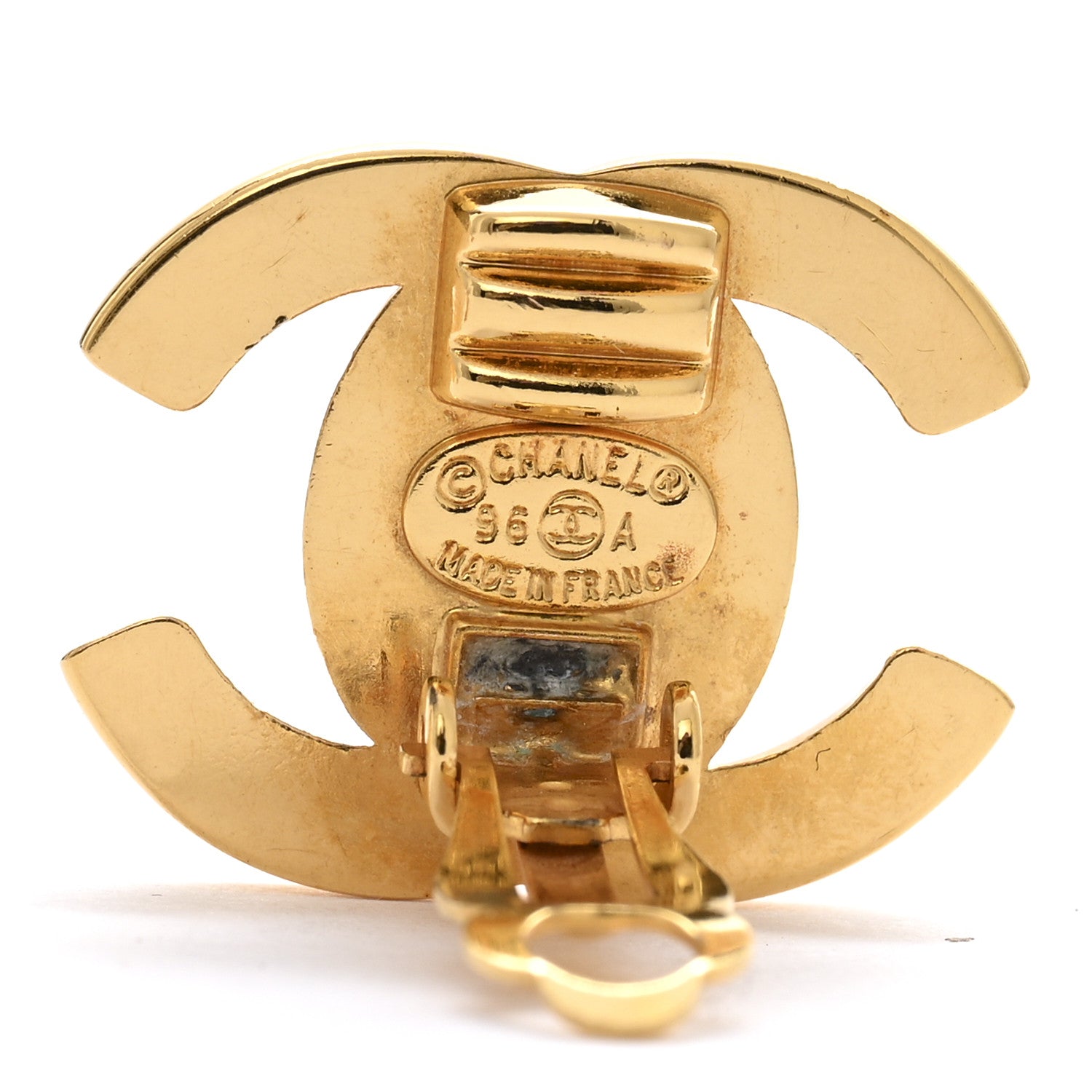 Chanel Metal CC Turnlock Clip On Earrings Gold 4 of 4