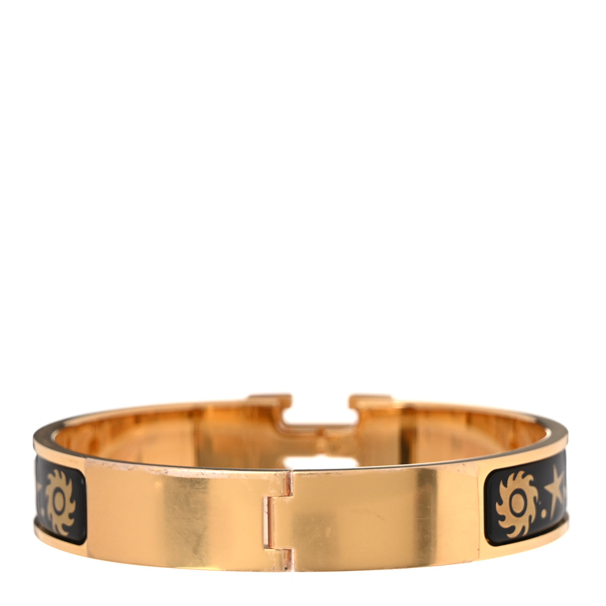 Enamel Printed D'Orphee Narrow Clic Clac H Bracelet GM Gold Black