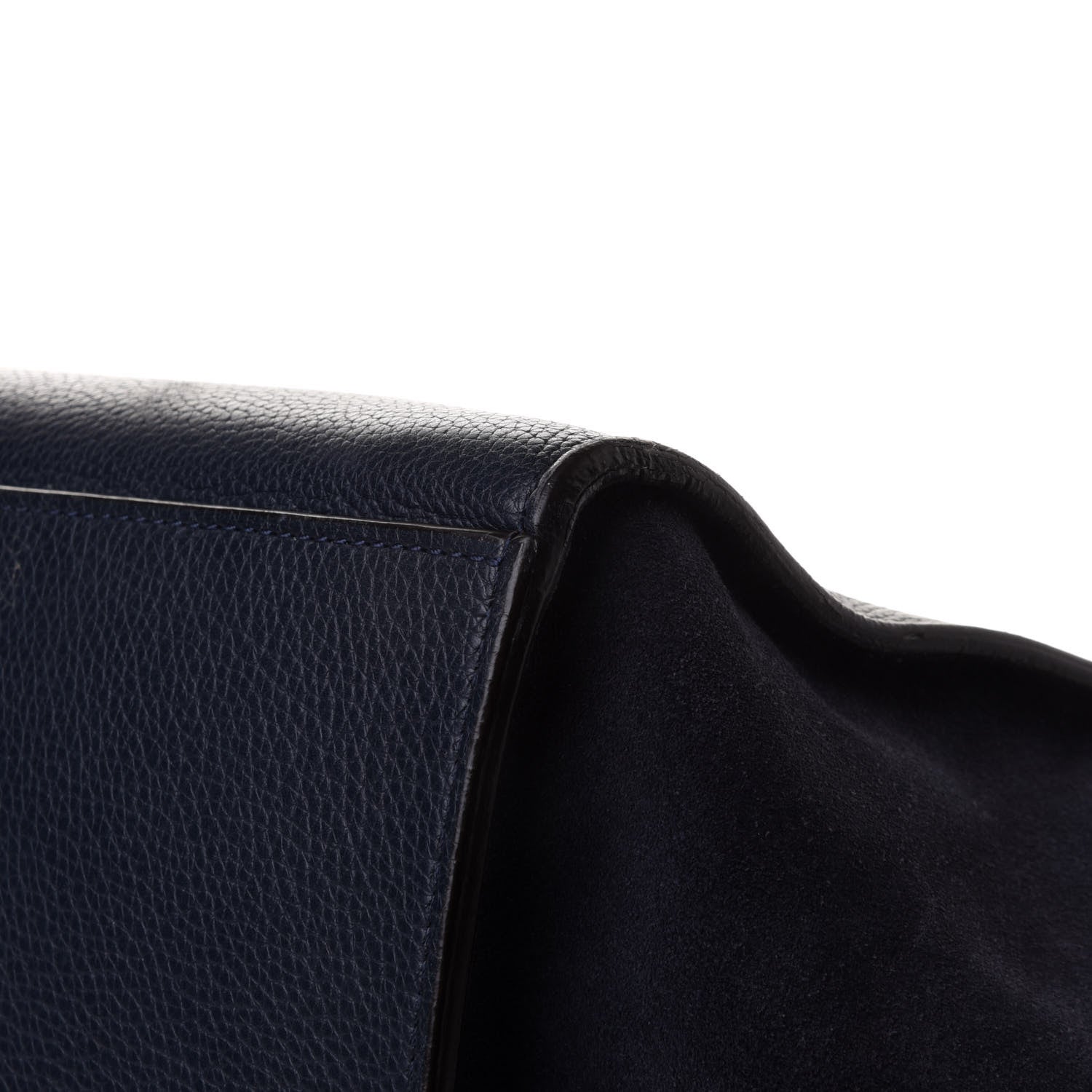 Celine Drummed Calfskin Suede Medium Trapeze Navy Blue 11 of 16