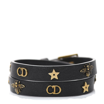 Christian Dior Calfskin Bee Double Bracelet Black 1 of 5