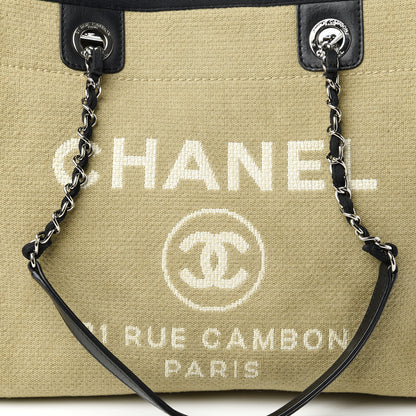 Chanel Canvas Small Deauville Tote Beige Black 10 of 10