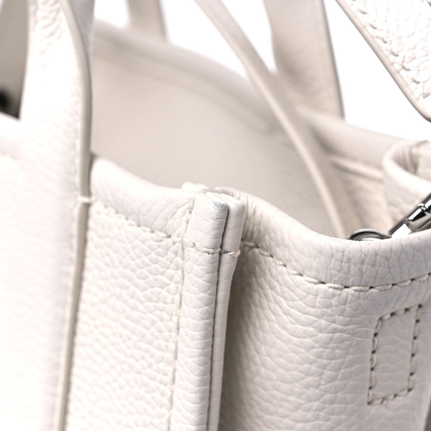 Marc Jacobs Grained Calfskin Mini The Tote Bag Cotton Silver 10 of 12