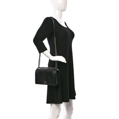 Chanel Lambskin Pleated Medium Boy Flap Navy 2 of 9