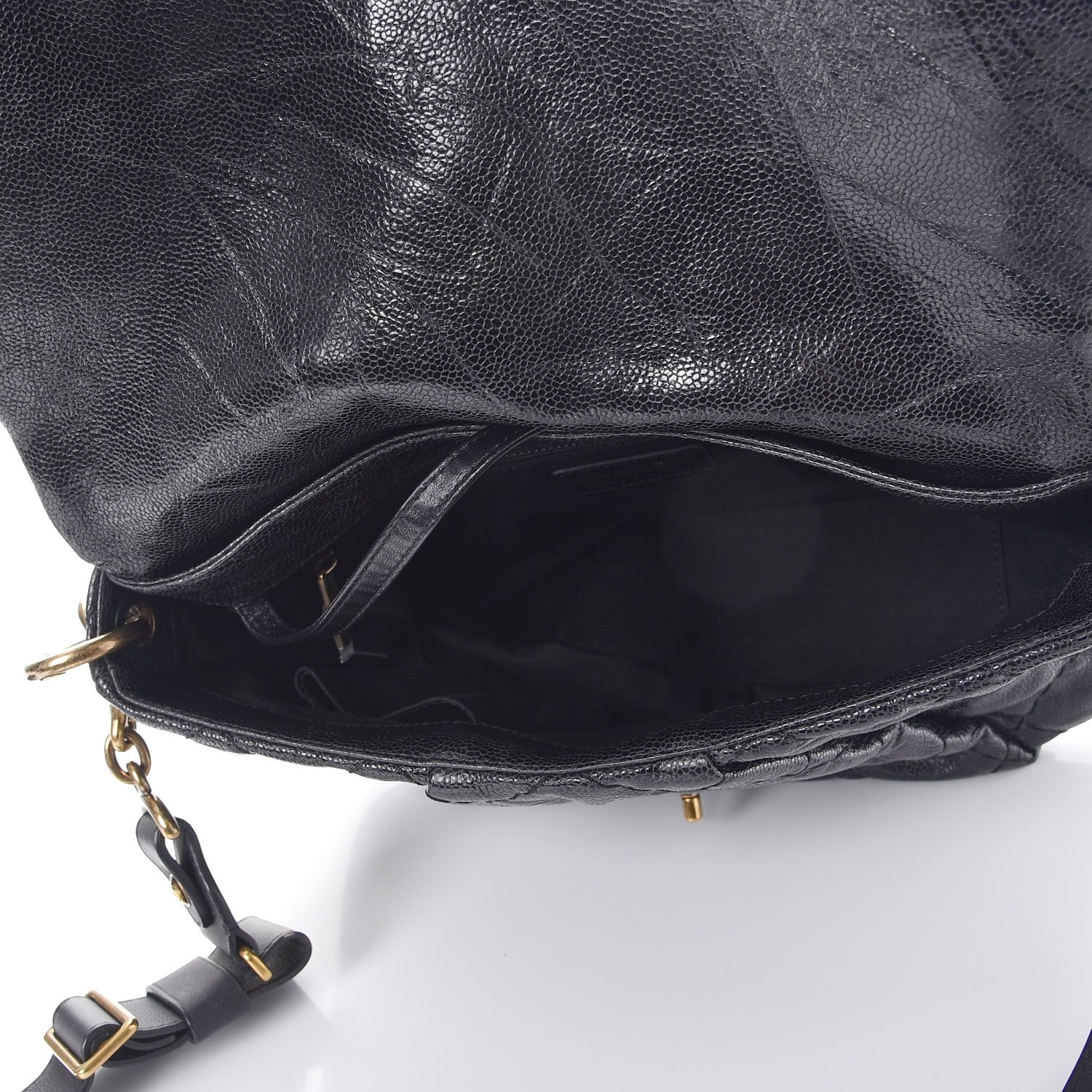 Chanel Crumpled Caviar Coco Pleats Messenger Flap Black 5 of 10