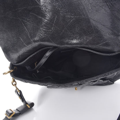 Chanel Crumpled Caviar Coco Pleats Messenger Flap Black 5 of 10