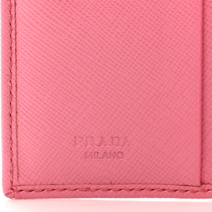 Prada Saffiano Metal Compact Snap Bi-Fold Wallet Petalo 6 of 9