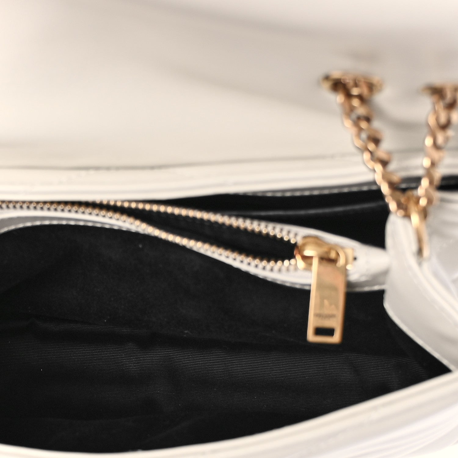 Saint Laurent Calfskin Y Quilted Monogram Small Loulou Chain Satchel Blanc Vintage 4 of 9