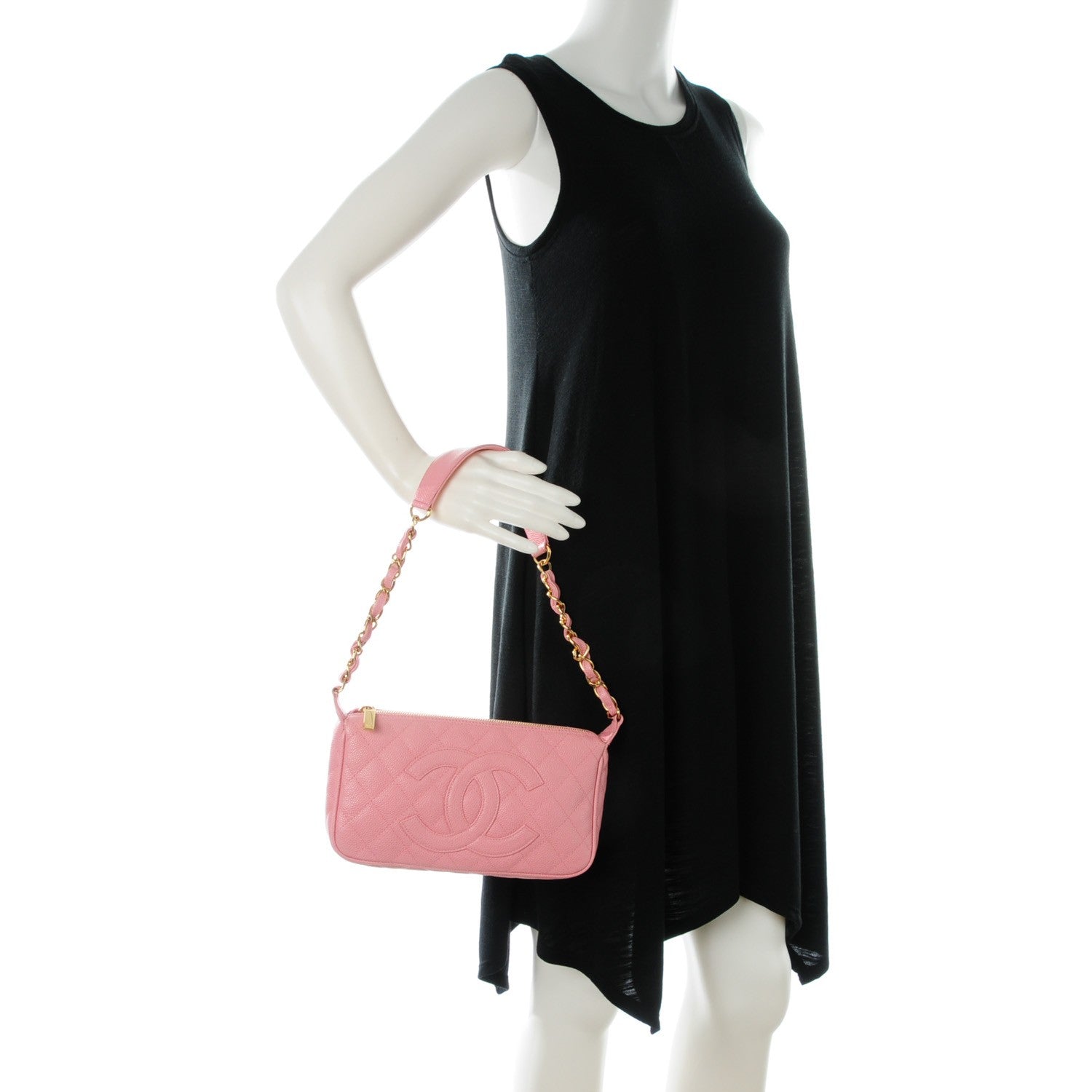 Chanel Caviar Quilted Pochette Pink 2 of 7