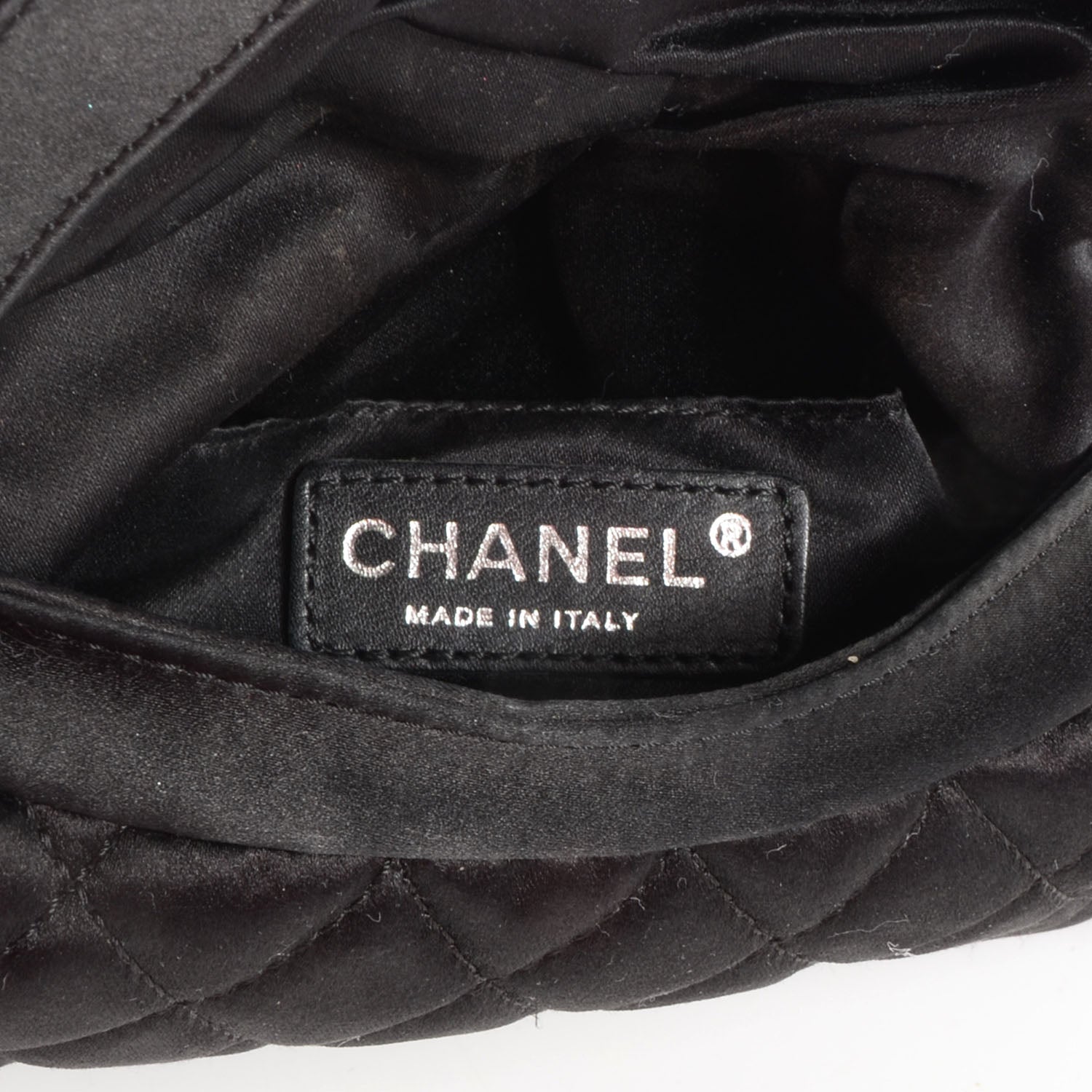Chanel Satin Quilted Flap Clutch Black 6 of 7