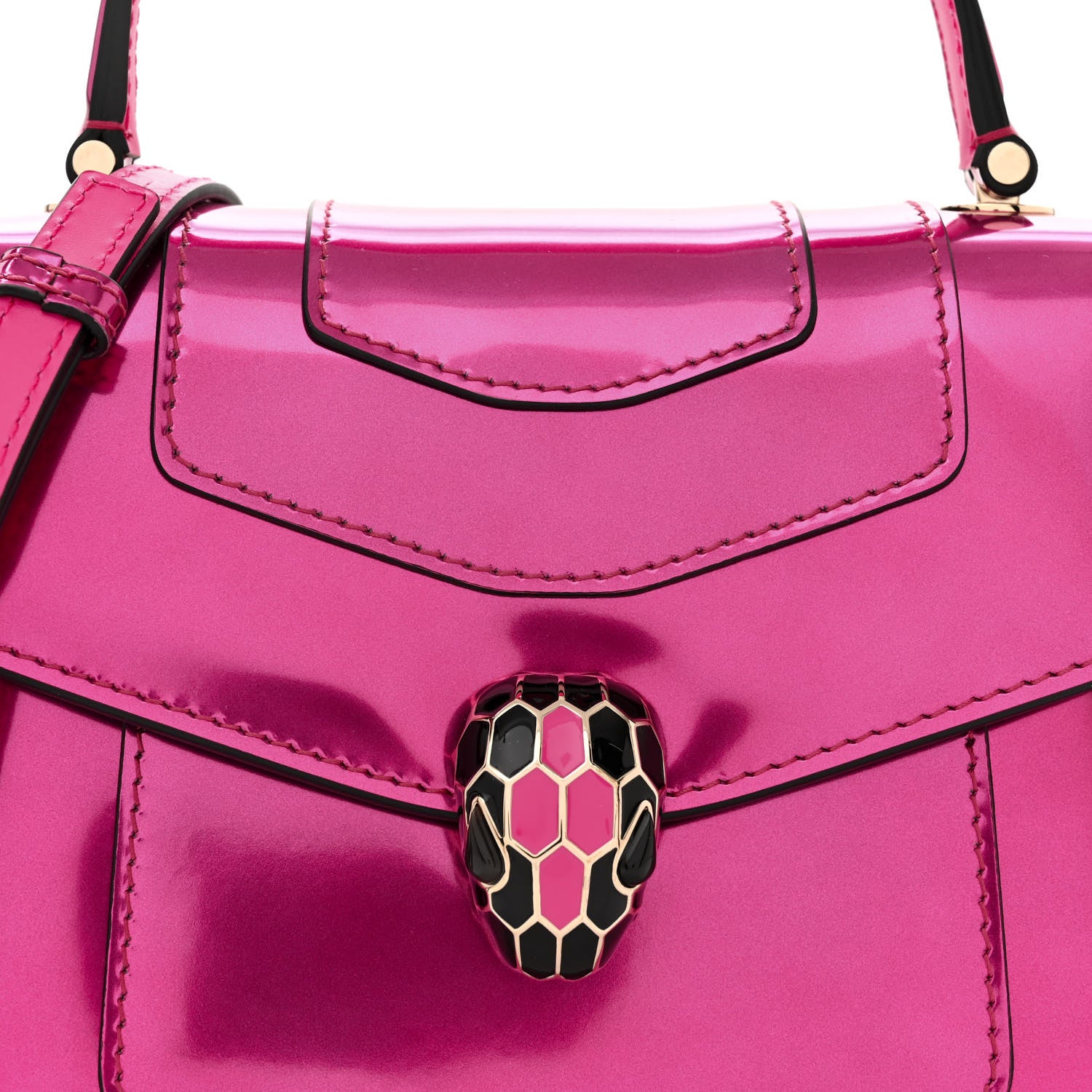 Bulgari Metallic Calfskin Serpenti Forever Top Handle Flash Amethyst 7 of 9