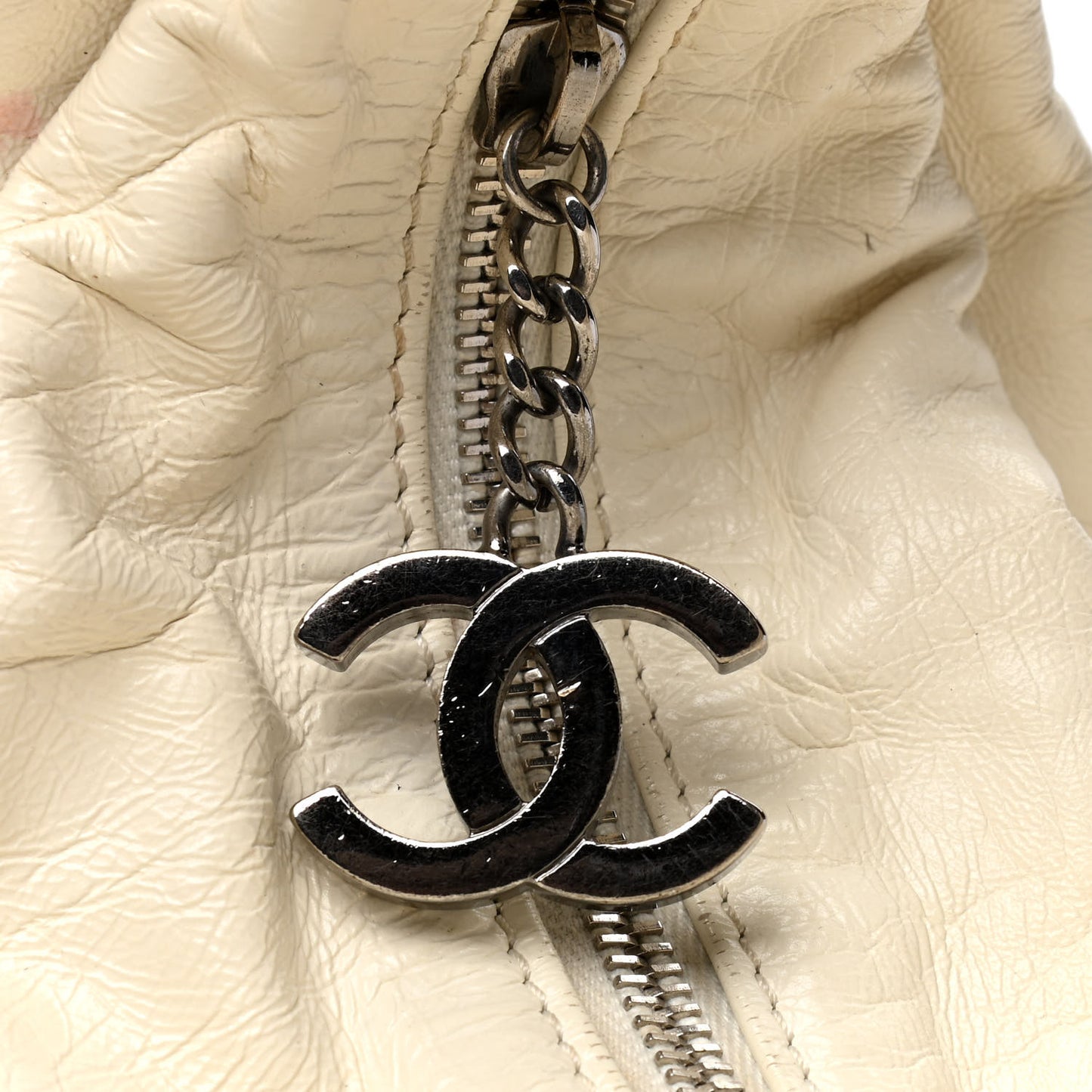 Lambskin Mini Rock and Chain Hobo White
