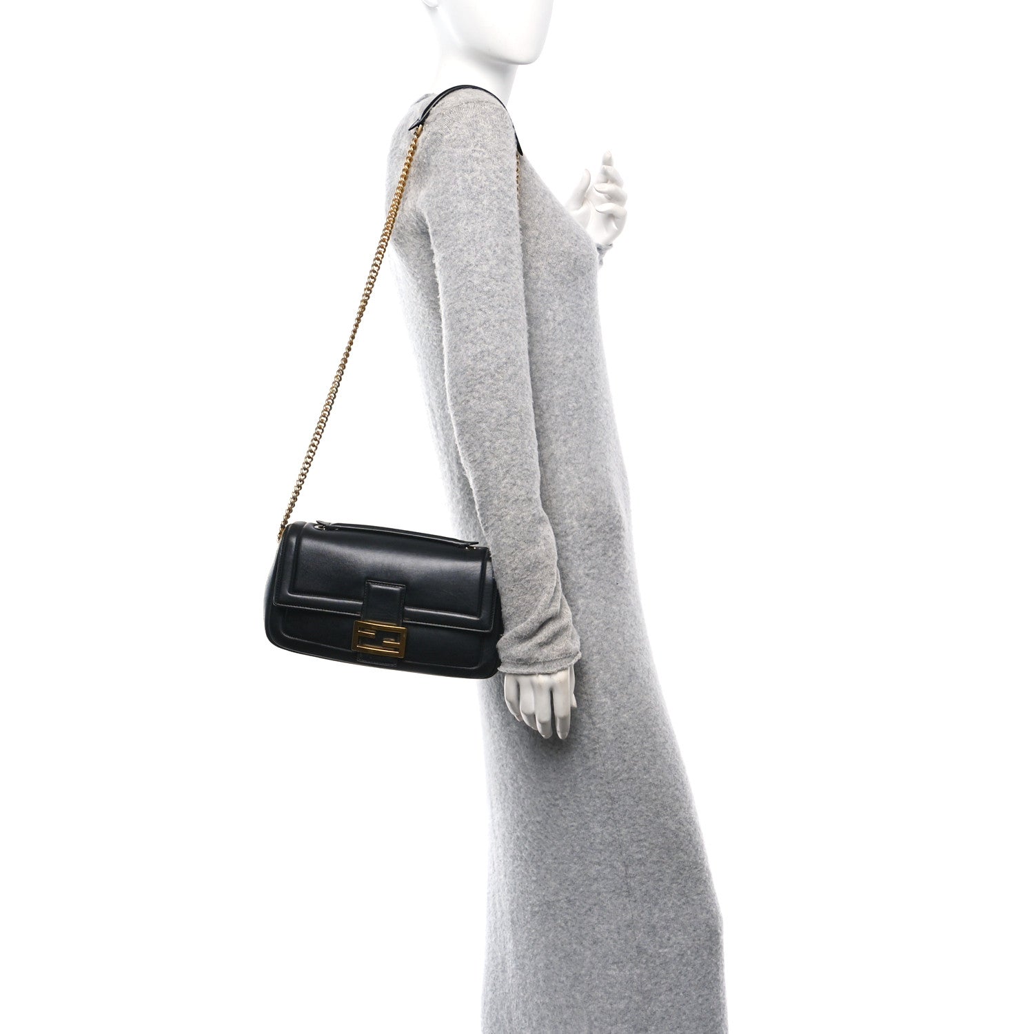 Fendi Nappa Apolo Chain Baguette Black 2 of 10