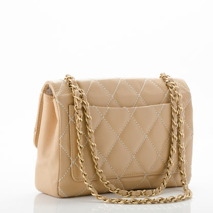 Chanel Calfskin Quilted Medium Wild Stitch Flap Beige 3 of 10