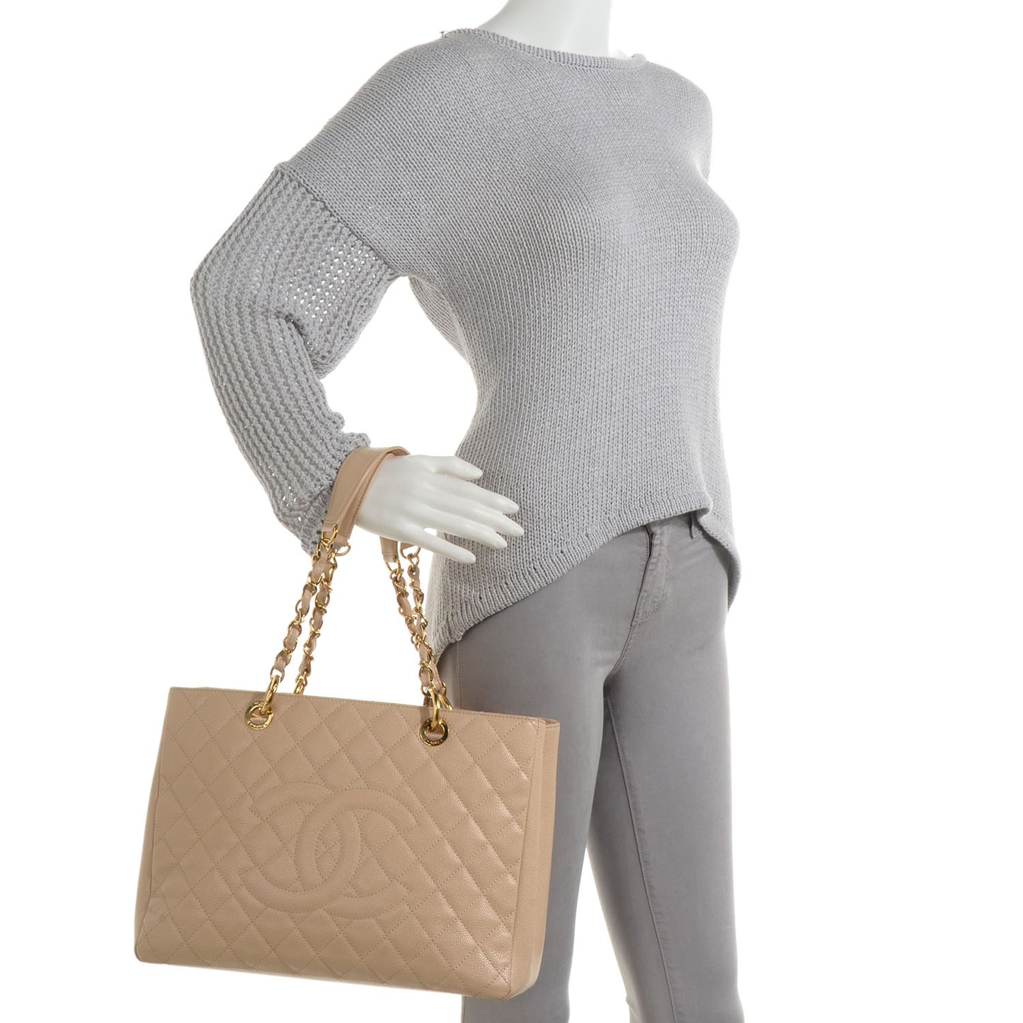 Caviar Grand Shopping Tote GST Beige Clair