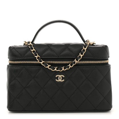 Chanel Caviar Quilted Top Handle Slim Vanity With Chain Black 1 of 11