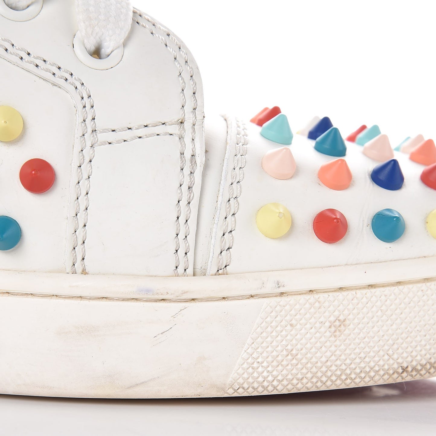 Calfskin Louis Spikes Flat Sneakers 40 White Multi