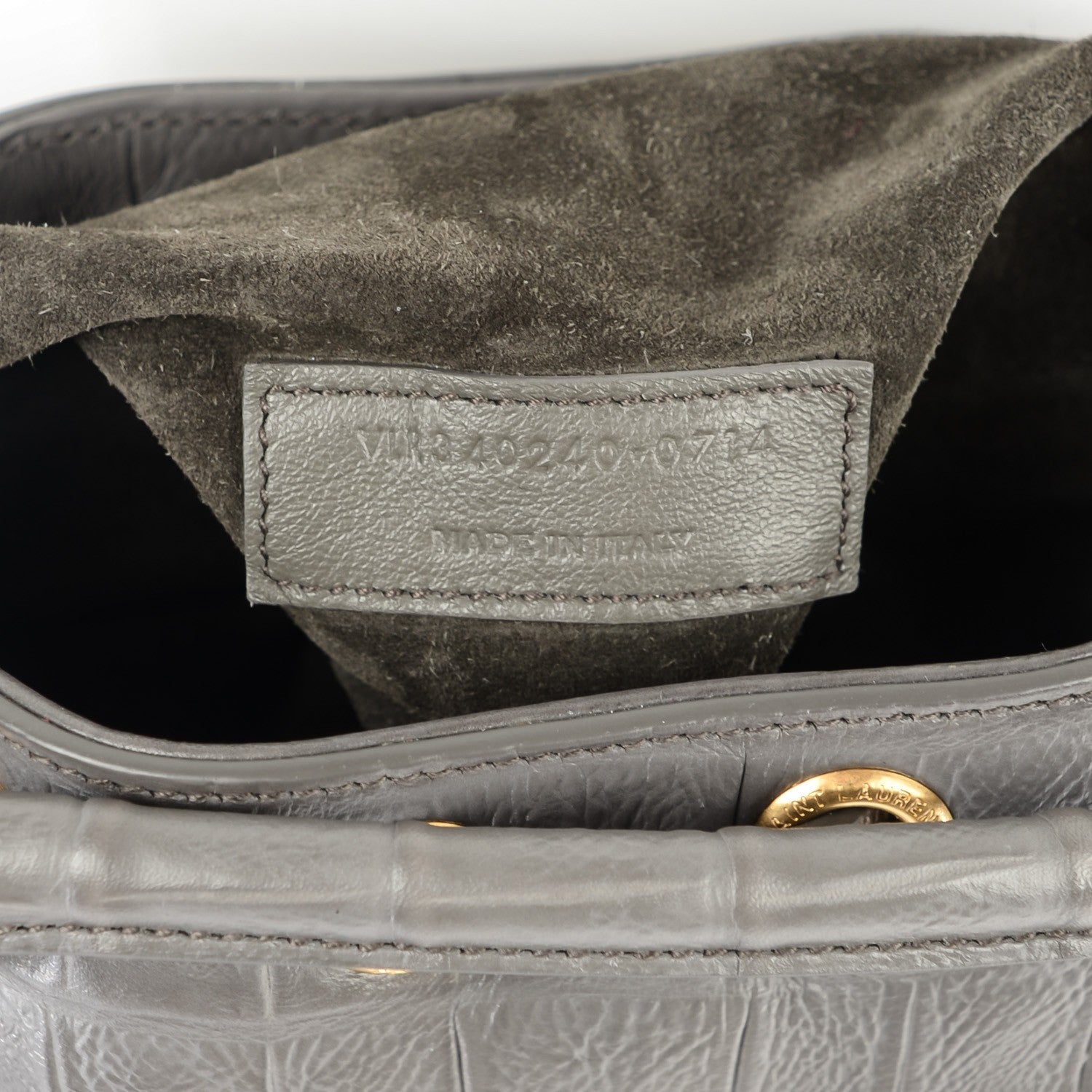Saint Laurent Calfskin Crocodile Embossed Small Emmanuelle Bucket Earth 7 of 7