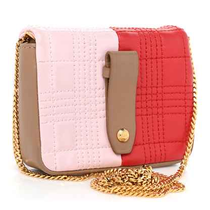 Burberry Lambskin Quilted Micro Tri-Color Lola Bag Red Pink Tan 2 of 9
