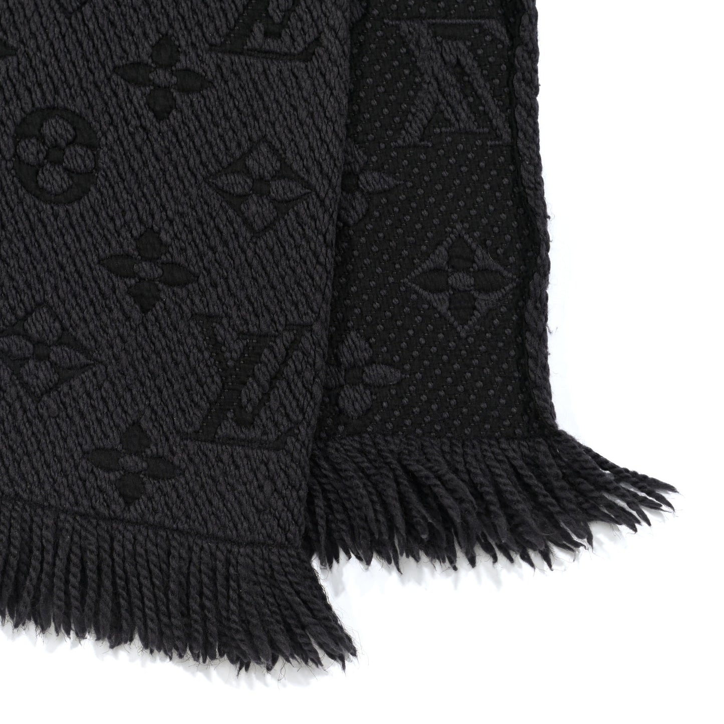 Wool Silk Logomania Scarf Charcoal Grey