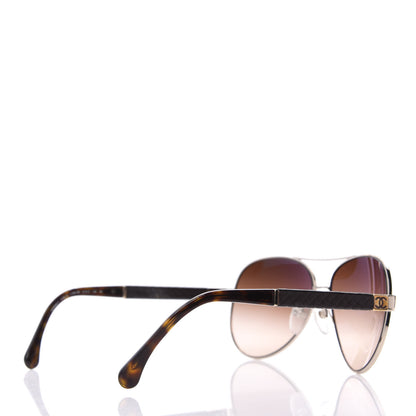 Chanel Lambskin Quilted CC Aviator Sunglasses 4195-Q Brown Gold 4 of 10
