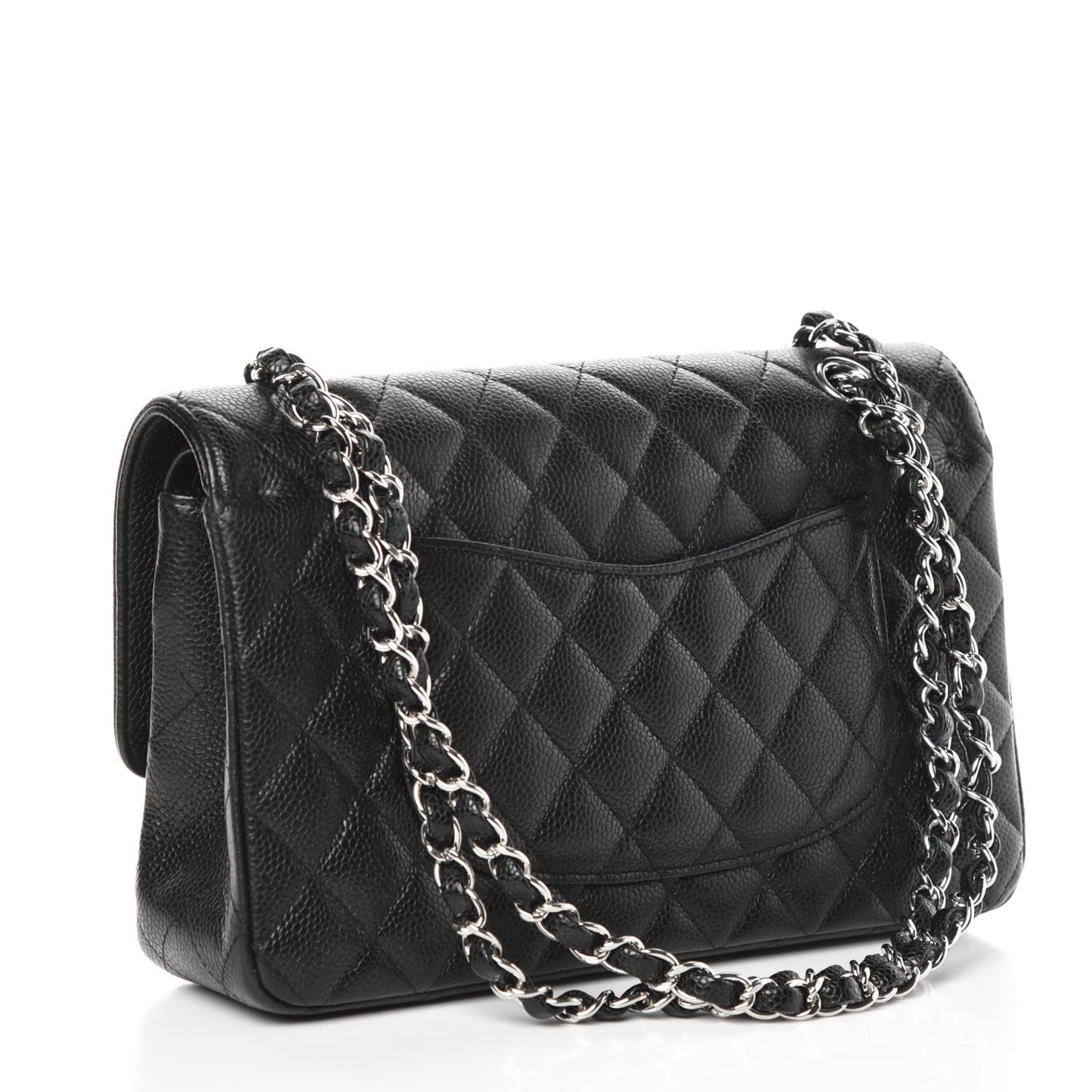 Caviar Quilted Medium Double Flap Black