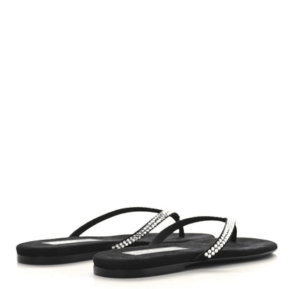 Chanel Suede Kidskin Strass CC Thong Sandals 37 Black 5 of 10
