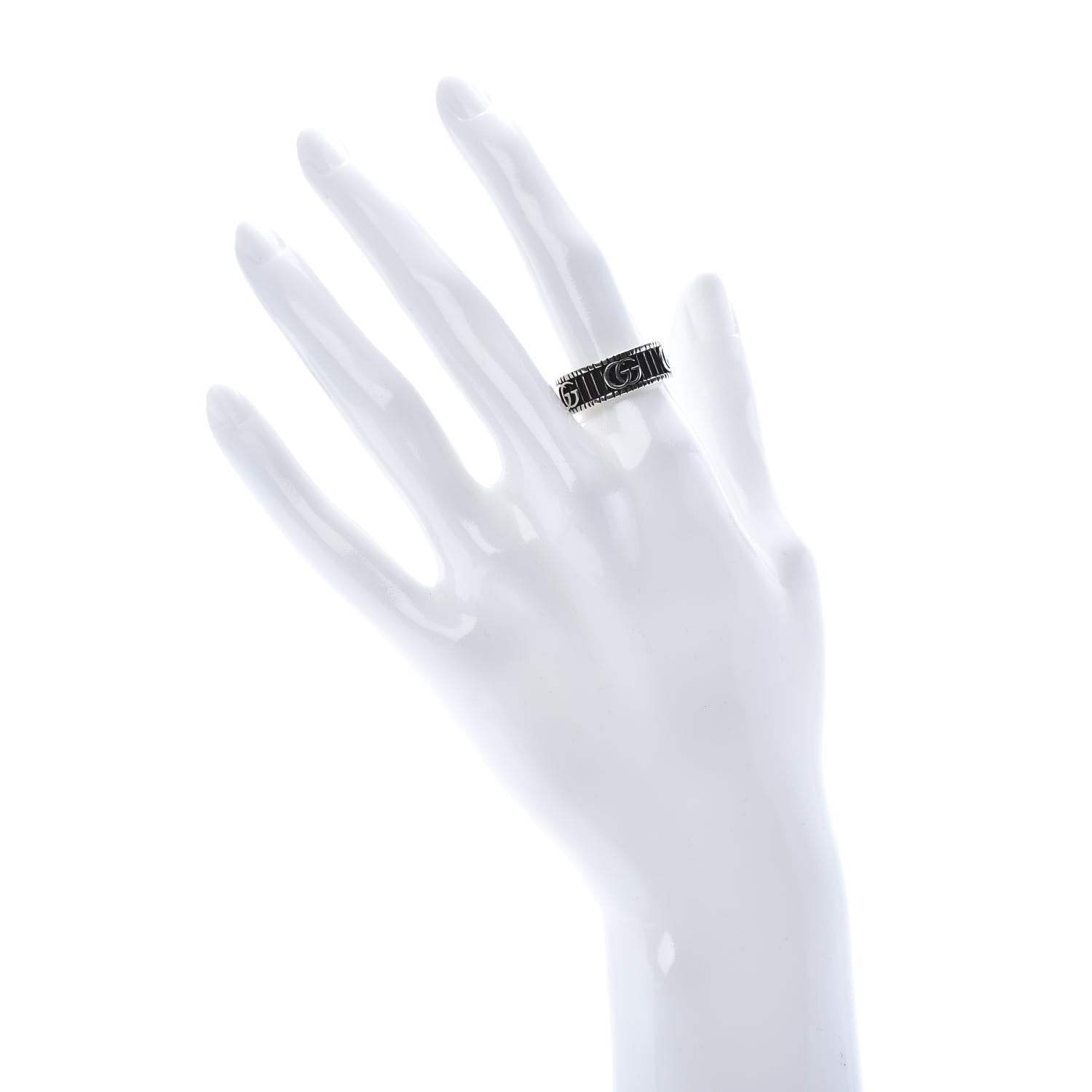 Gucci Sterling Silver Double G Band Ring 53 6.5 2 of 6