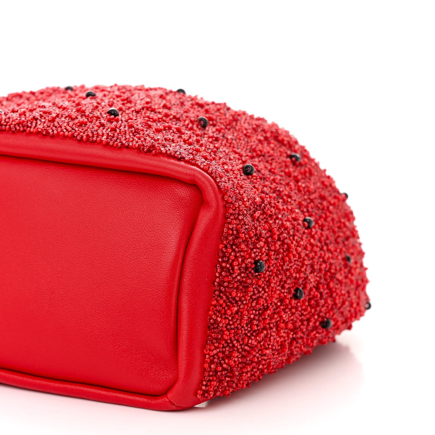 Buttery Nappa Beaded Mini Squeeze Fruit Shoulder Bag Red