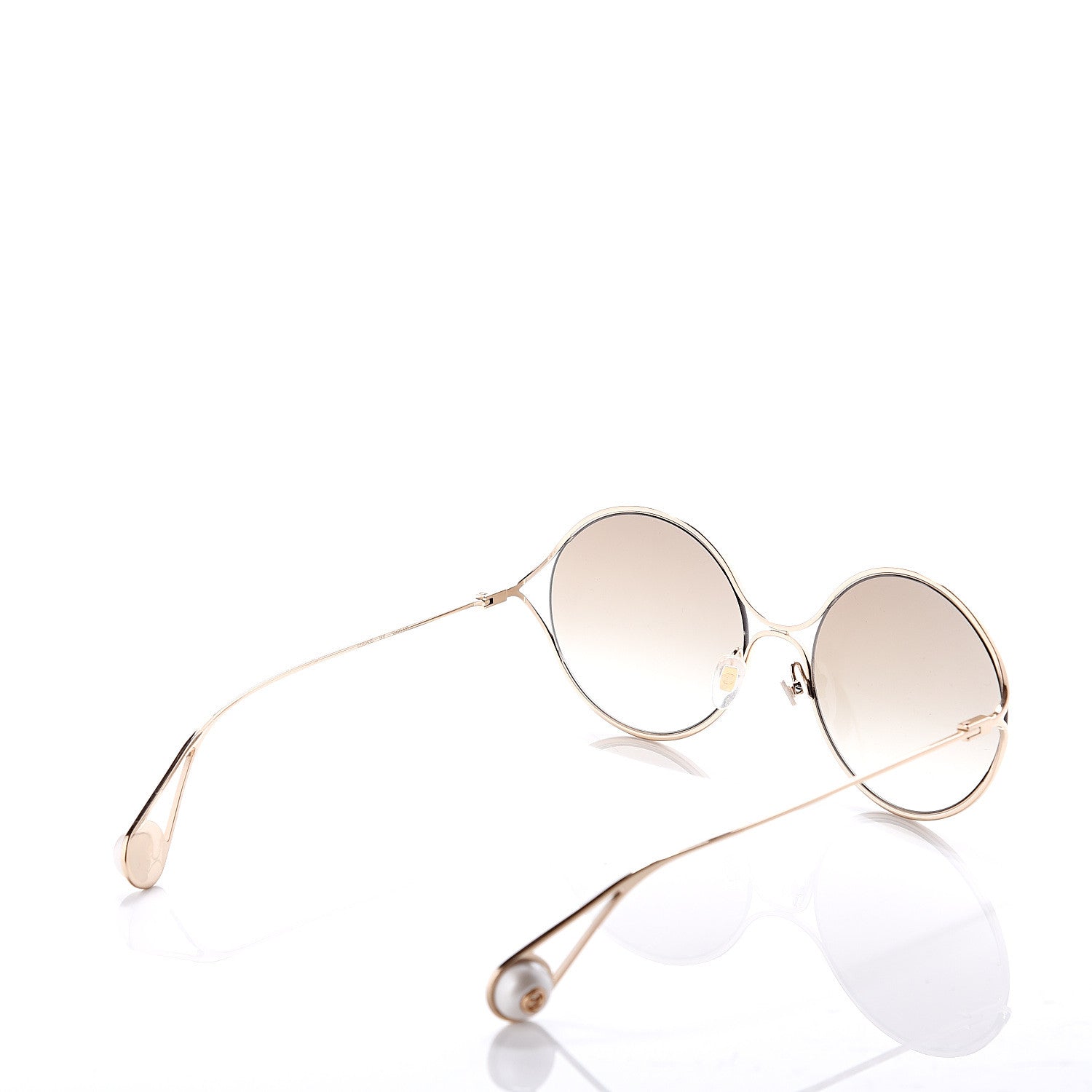 Gucci Round Pearl Tip Sunglasses GG0253S Gold 4 of 8