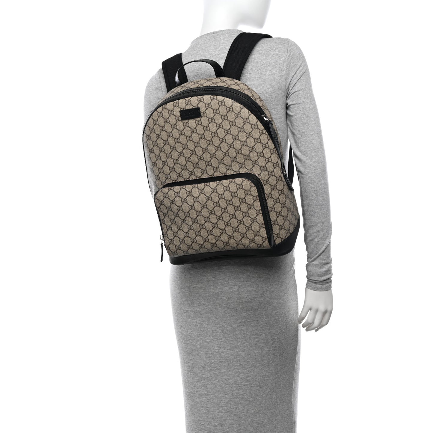 GG Supreme Monogram Medium Backpack Black