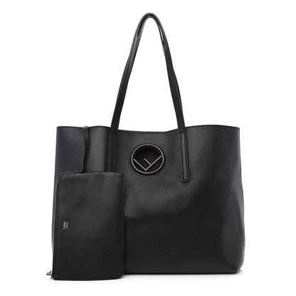 Fendi Vitello Vienna Enamel F is Fendi Shopping Tote Black Taupe 1 of 20