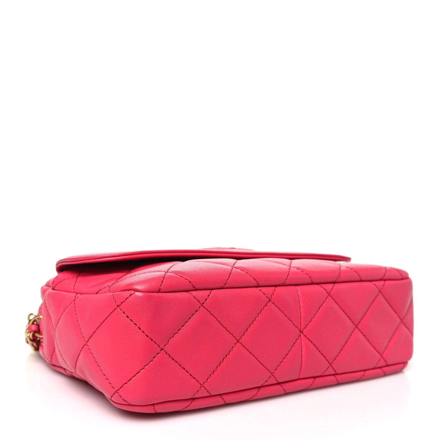Chanel Lambskin Quilted Chain & Tassel Small Camera Case Fuchsia 4 of 10