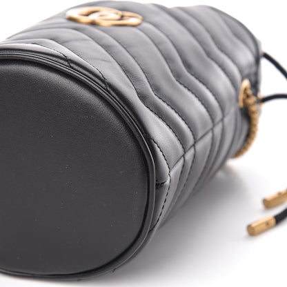 Gucci Calfskin Matelasse Mini GG Marmont 2.0 Bucket Bag Black 9 of 9