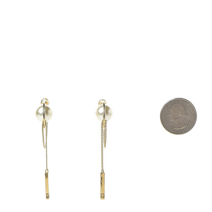 Christian Dior Pearl Tribales Dangle Chain Earrings Gold 2 of 6